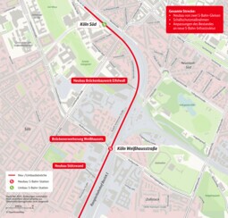 Streckenkarte Köln Süd - Köln Weißhausstraße: Vorplanung im Detail