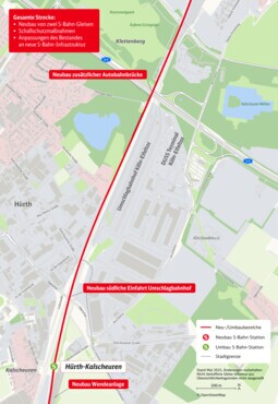 Streckenkarte Bereich Hürth: Vorplanung im Detail